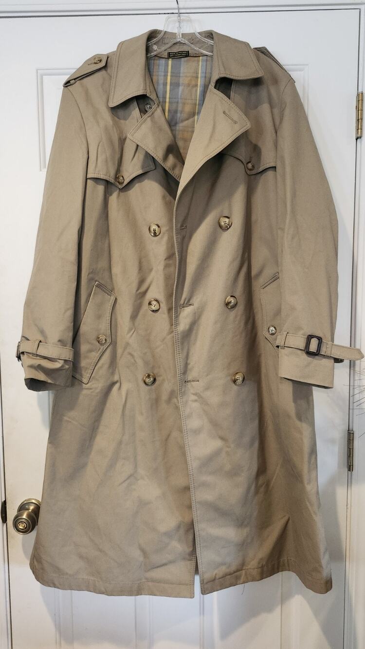 Vintage Kuppenheimer Men's Double Breasted Trench Coat Khaki S 40R J96